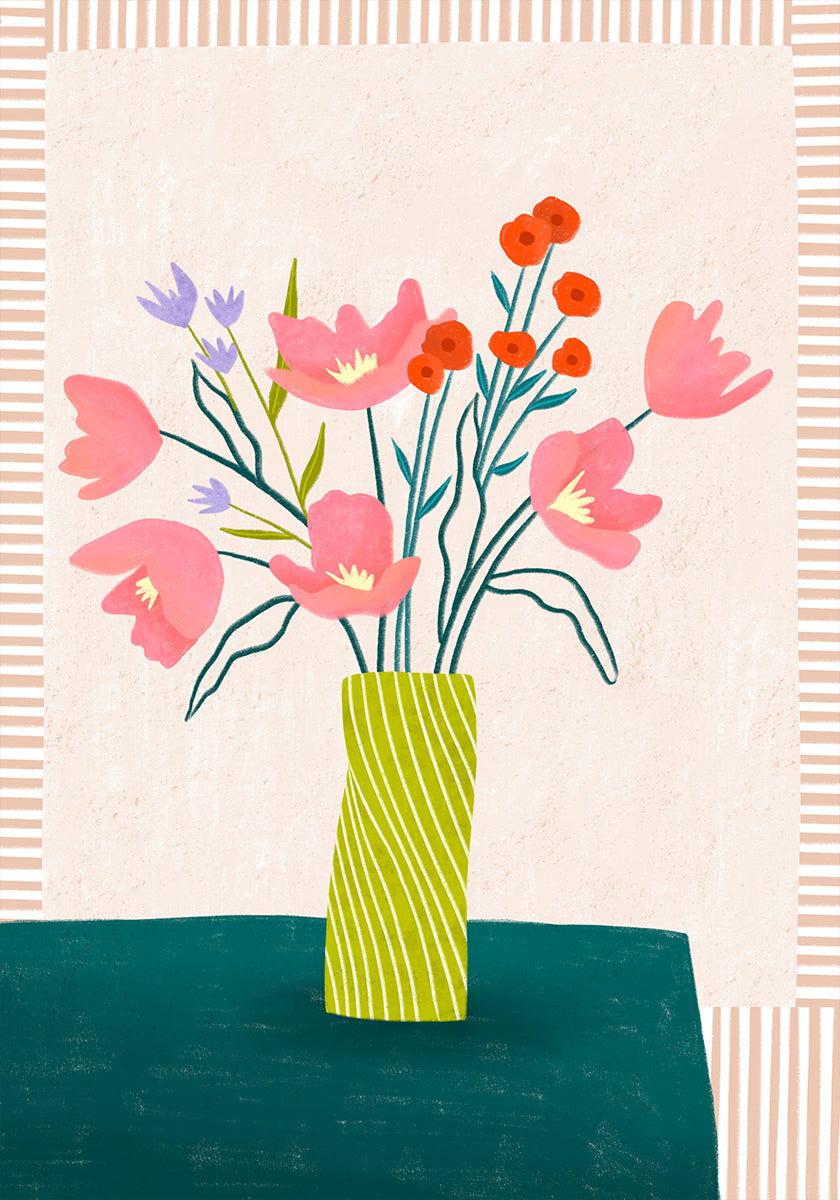 Colorful Blossoms in Stripes