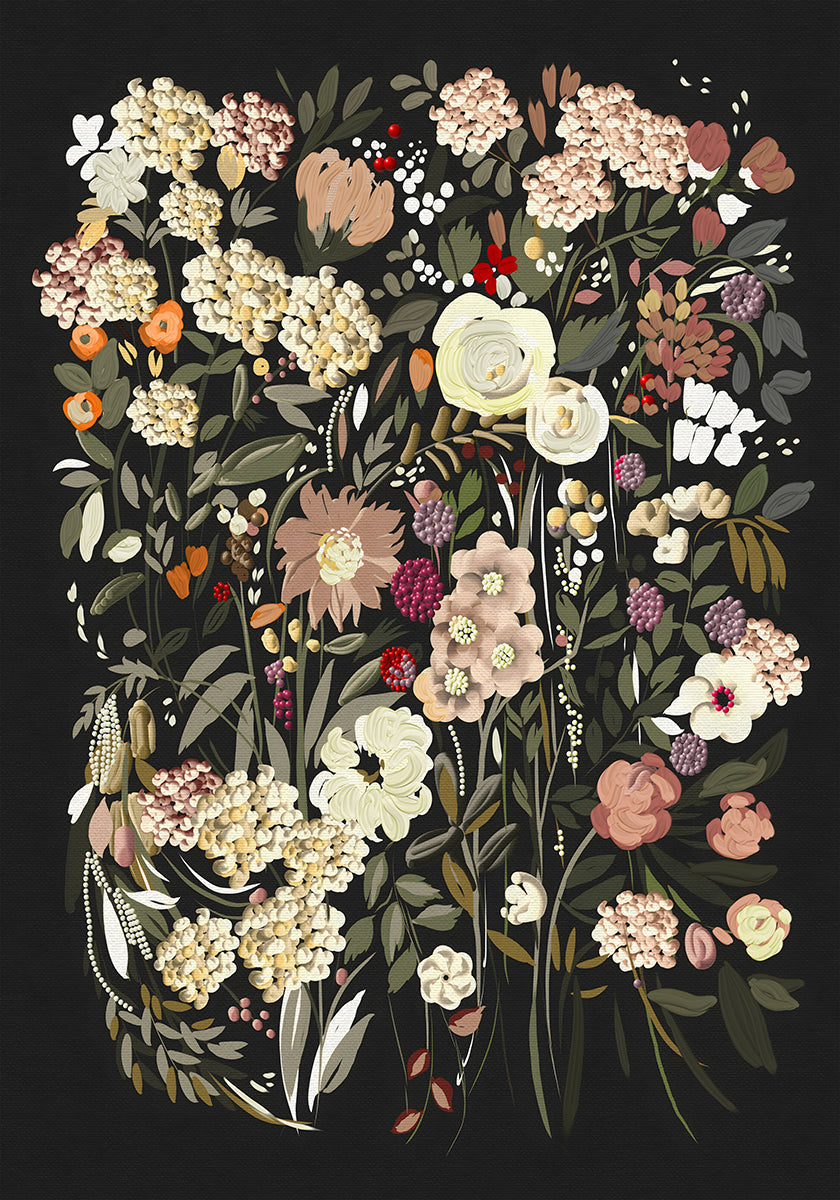 Black Bouquet Poster
