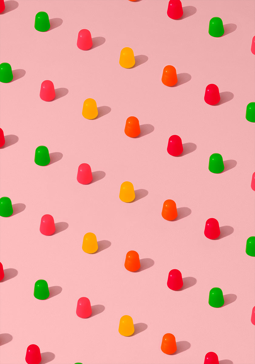 Dots Candy Gum Drops - Repeating Pattern On Pink Background Poster