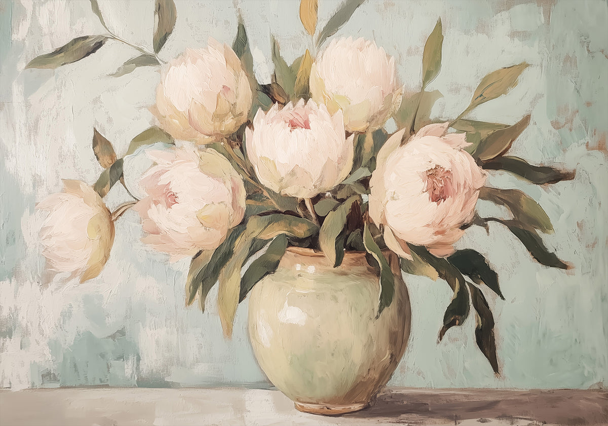 Peonies Flower Still Life Poster