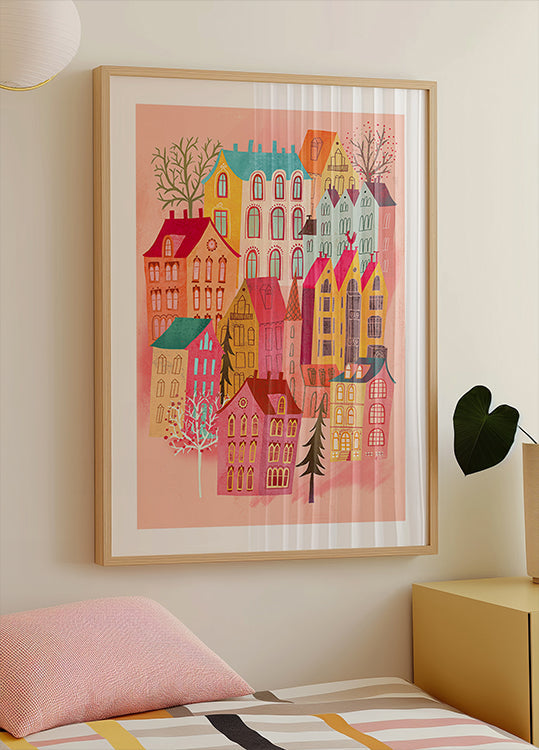 Lovely Pink Village Poster