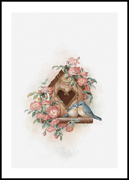 Bird House and Rose Poster