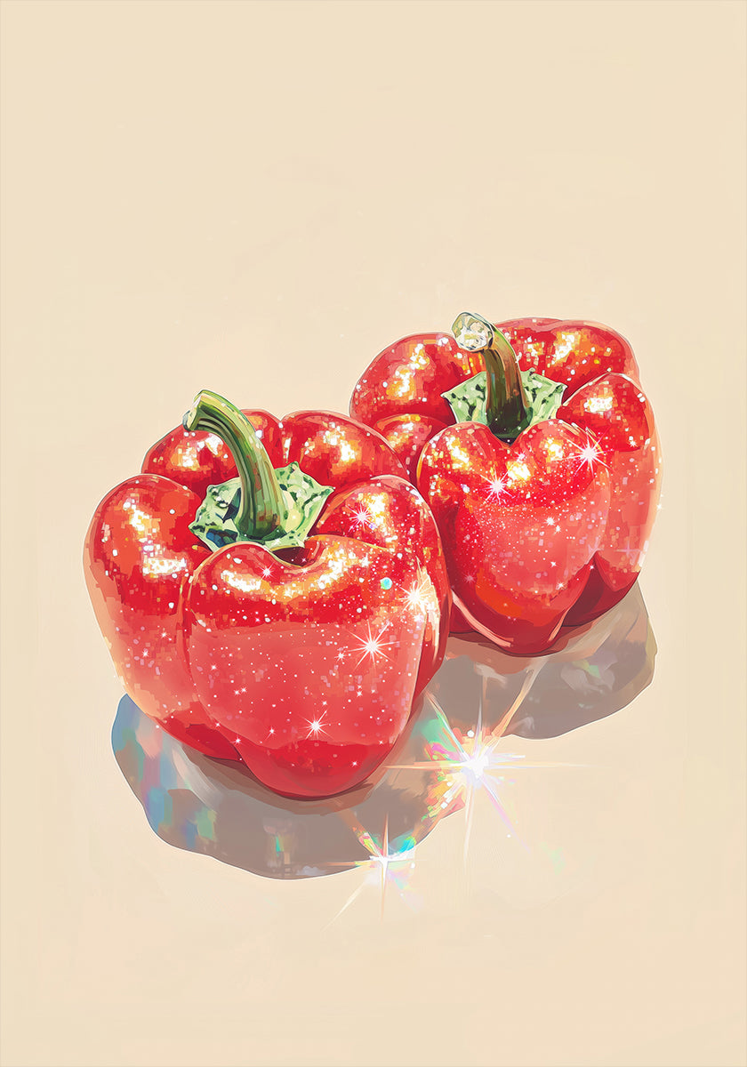 Sparkling Red Bell Peppers Poster