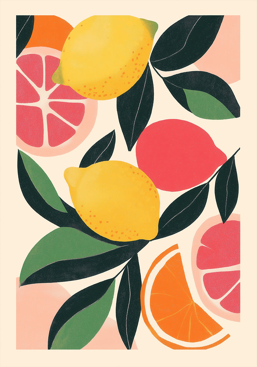 Citrus Fruit Illustration Poster