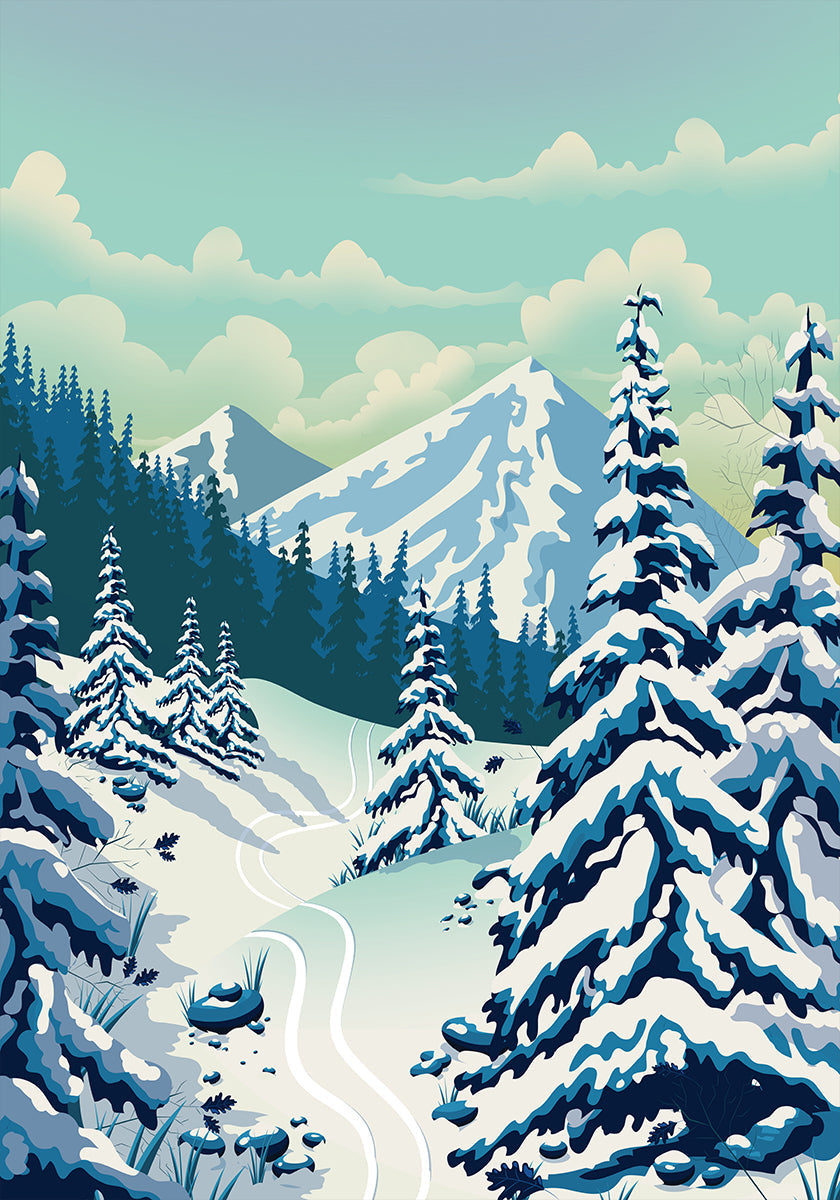 Skiing Landscape Poster