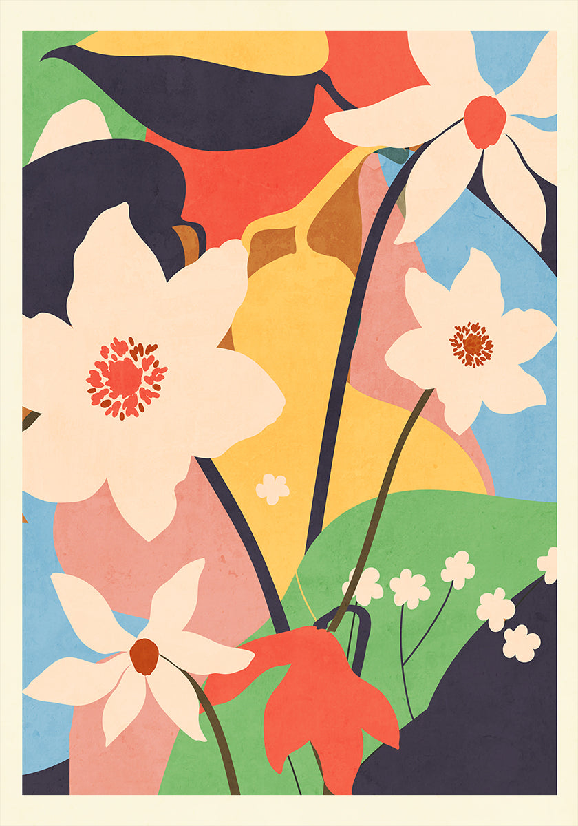 Abstract Art Landscape Flowers Poster