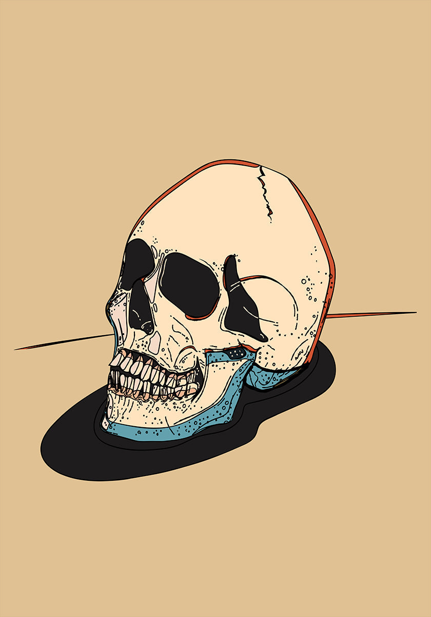 Skull Illustration On A Beige Background Poster