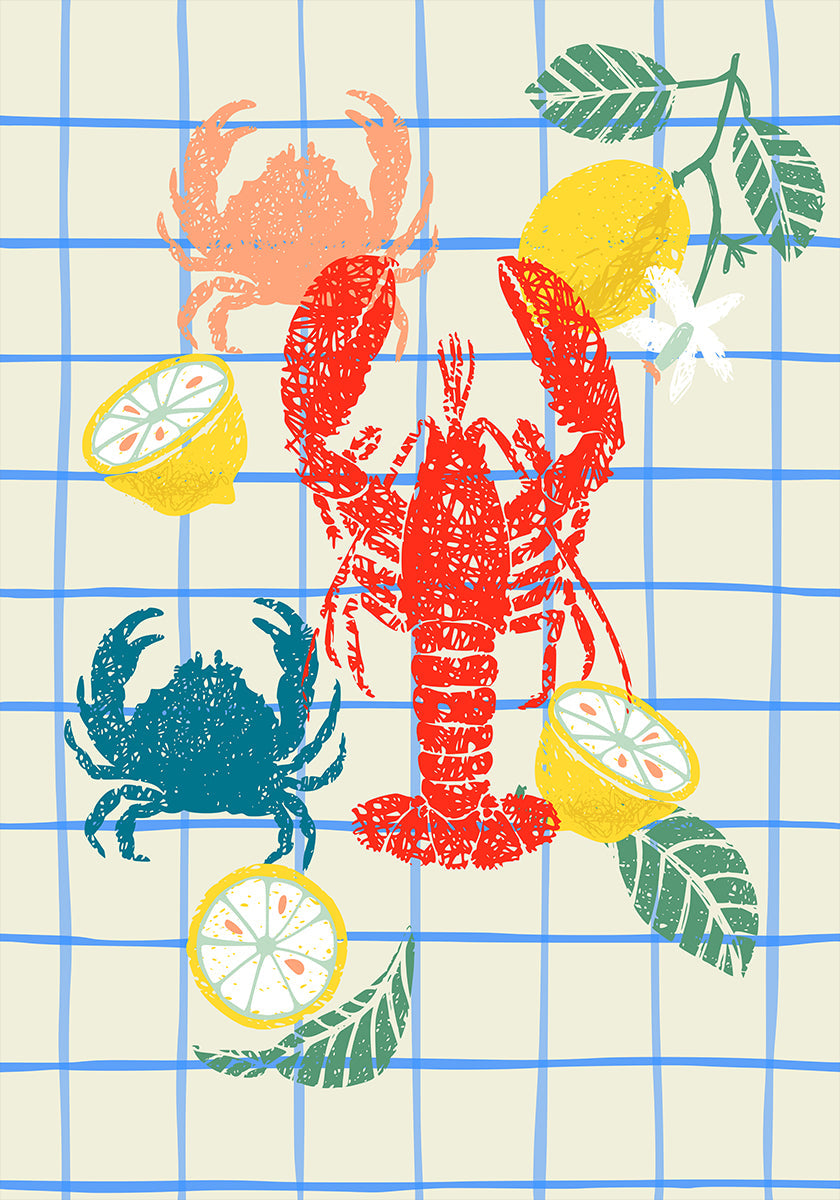 Lobster and lemons Poster