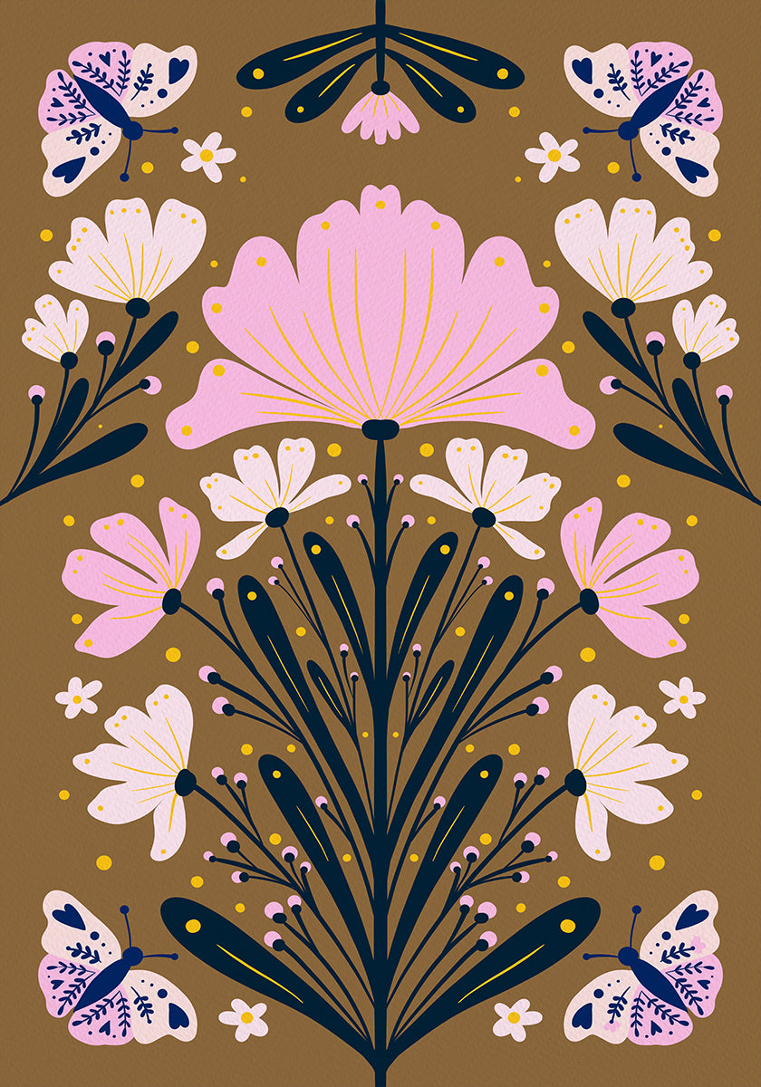 Flowers And Butterflies Poster