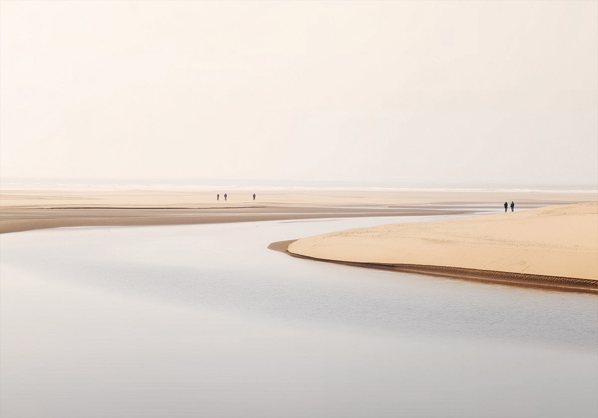 Minimalist Beach with Lone Walker Poster
