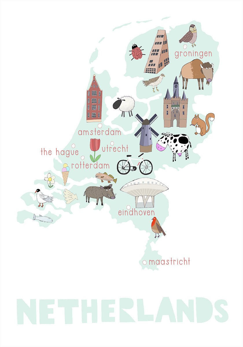 The Netherlands Illustration by Artist Carla Daly Poster