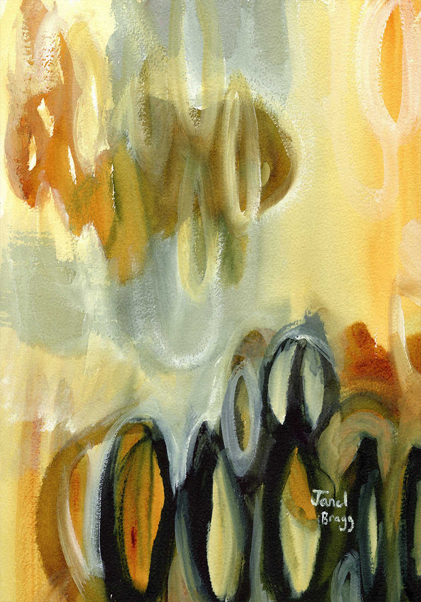 Abstract With Ovals and Gold Poster