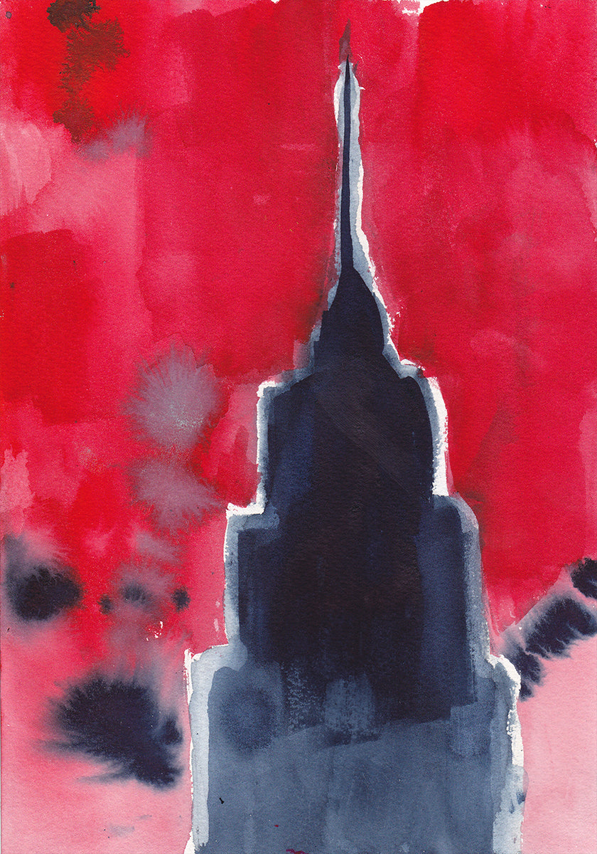 Empire State Building In Red Poster