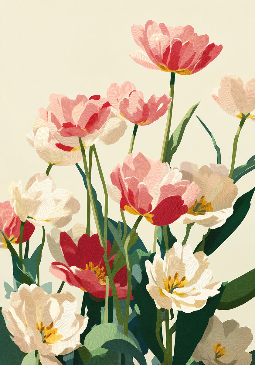 Coral Tulips In Bloom Poster
