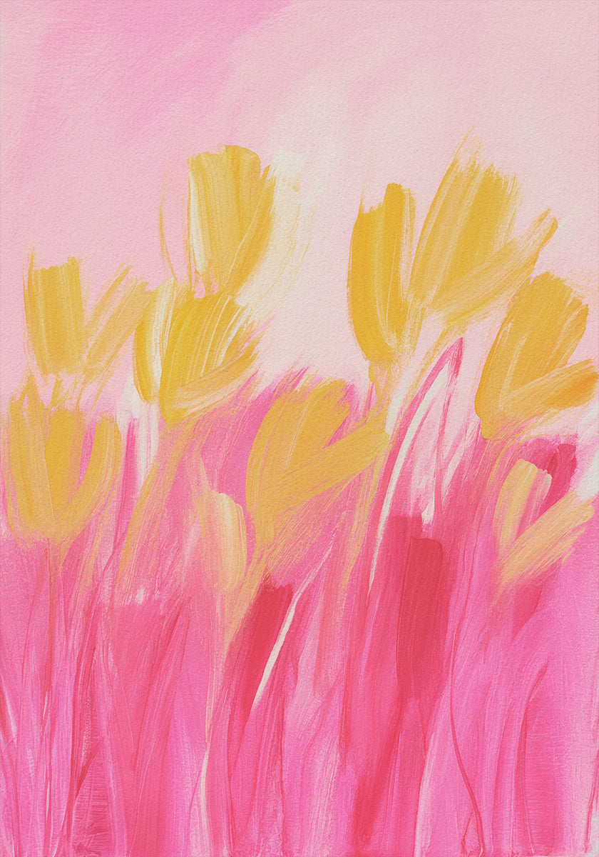 Flowers In Yellow and Pink Poster