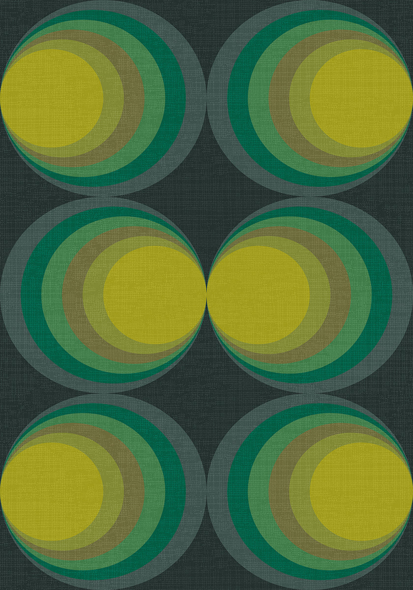 Retro Gradient Circles Forest Green Sulphur Poster