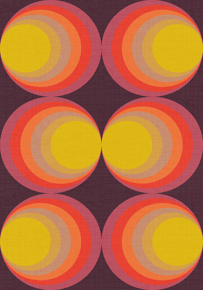 Retro Gradient Circles Plum Red Poster
