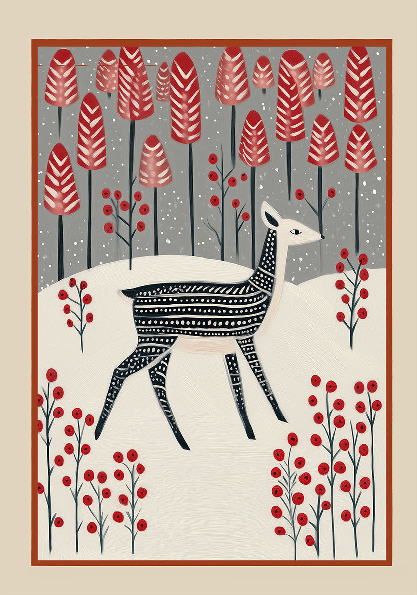 Fawn In a Winter Landscape Poster