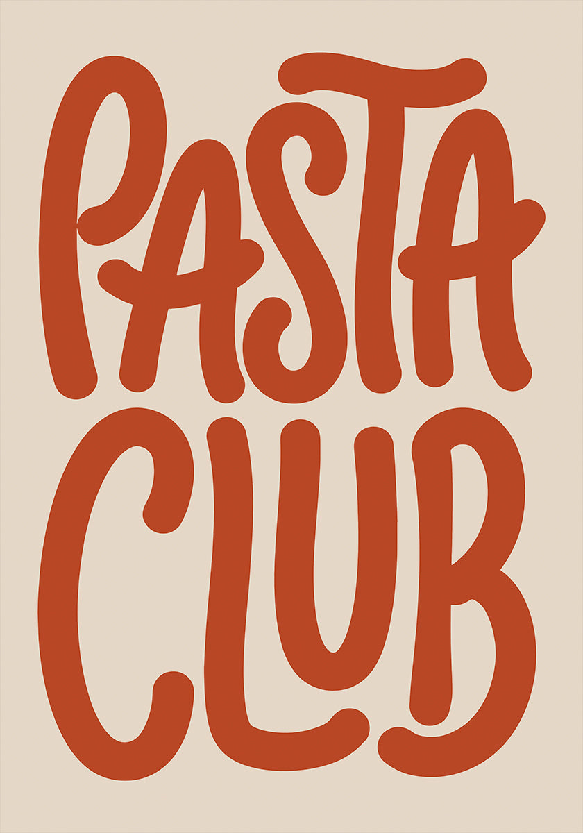 Retro Pasta Club Kitchen Typography Poster