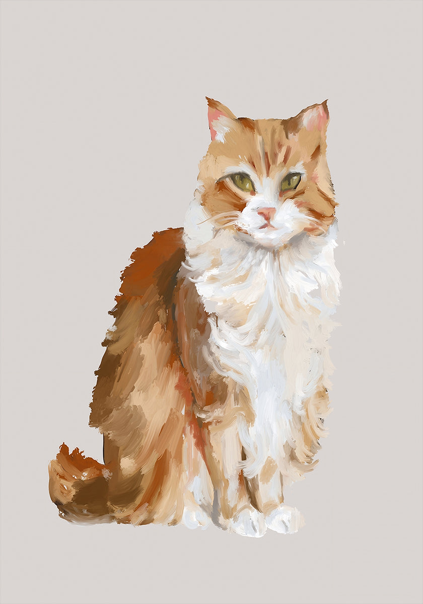 Professional Supervision fluffy cat oil painting Poster