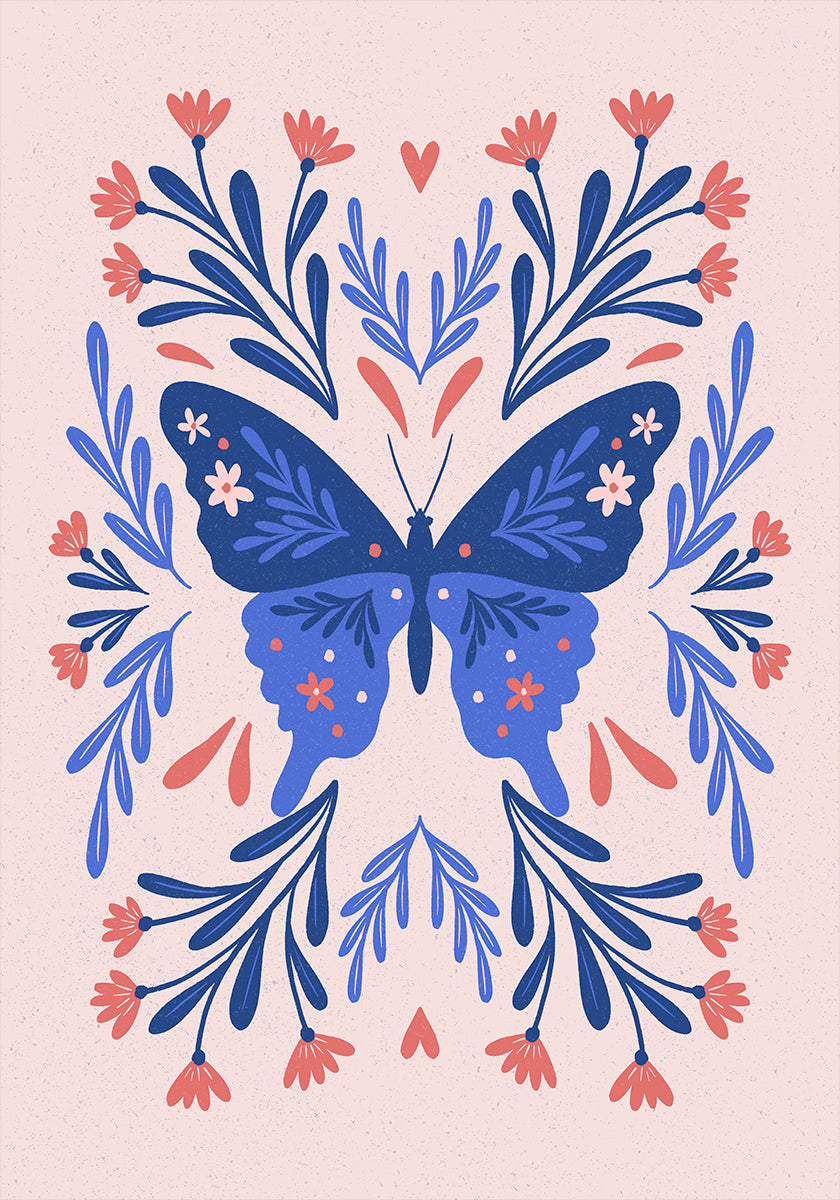 Folk Art Butterfly Poster