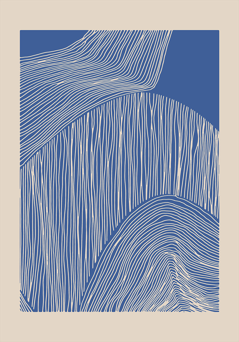 Modern Blue Abstract Vertical Pattern Poster