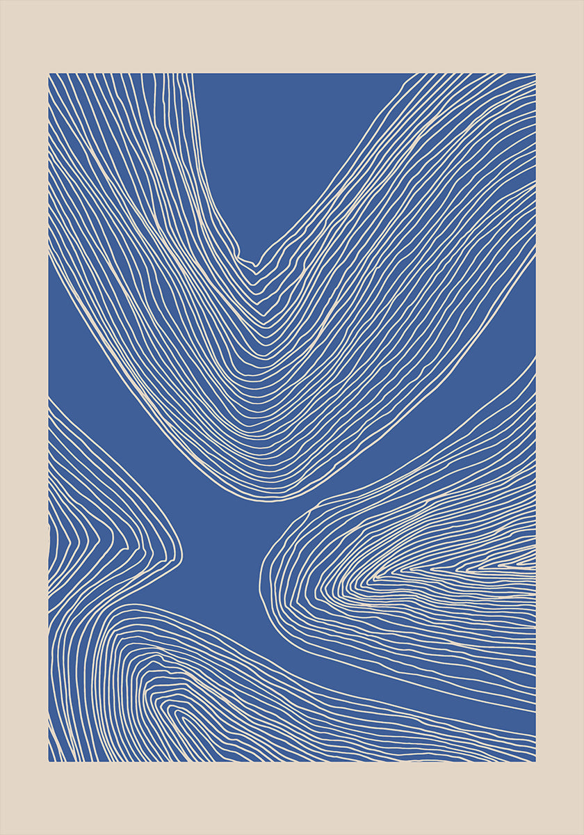 Blue Line Art Pattern Poster