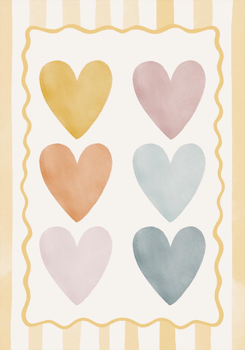 Pastel Hearts Poster