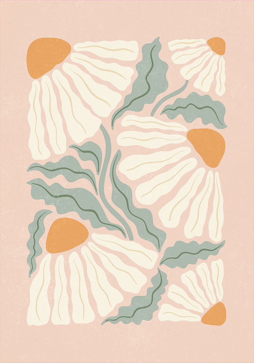 Retro Coneflowers Poster