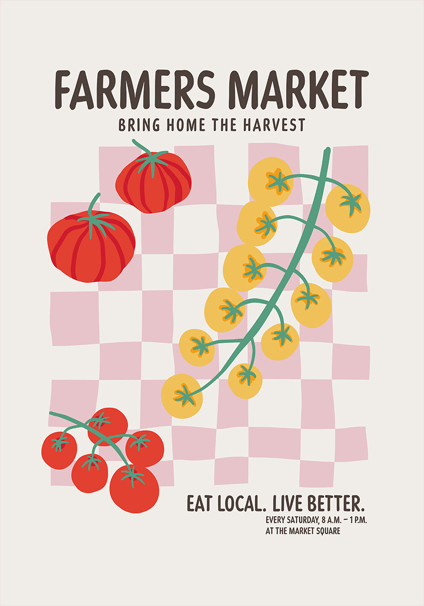 Farmers Market Tomatoes Pink Poster