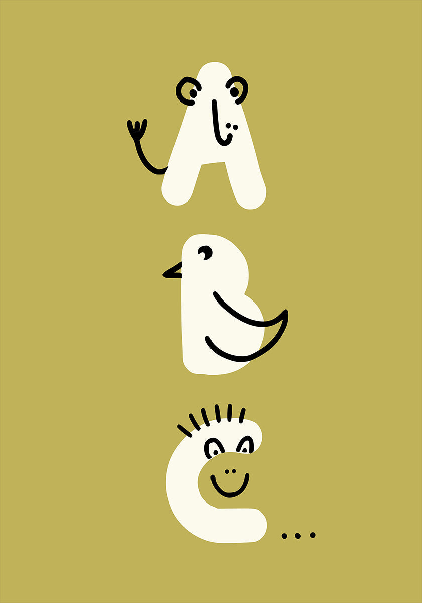 ABC kidult Illustration Khaki Poster