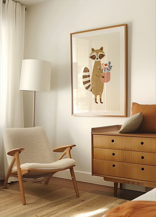 Raccoonwithflowers Poster
