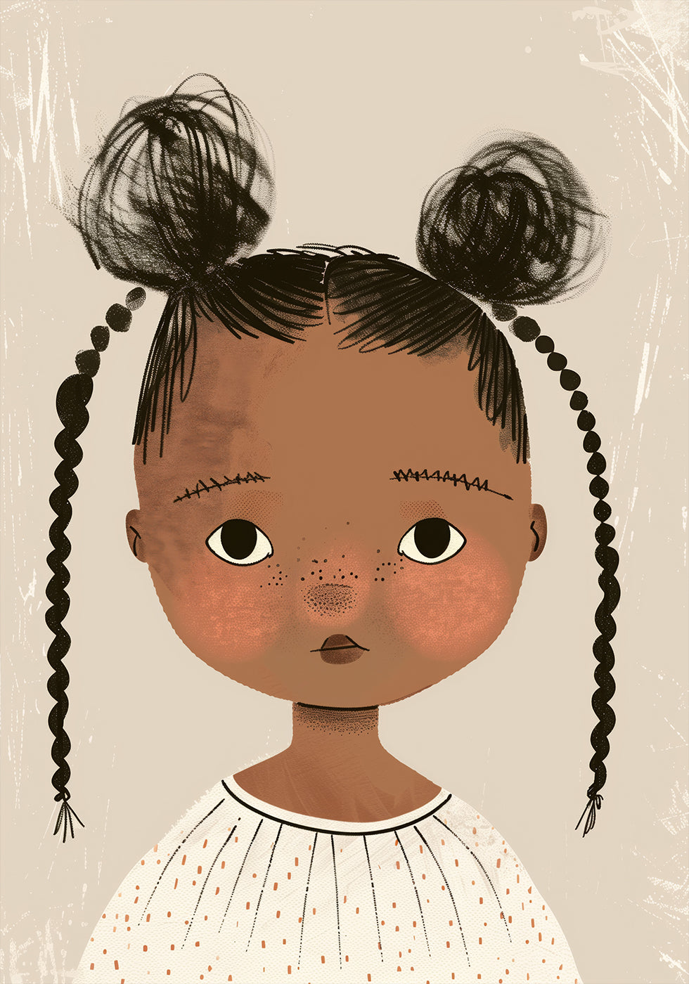 Black girl With Buns And Bra Poster