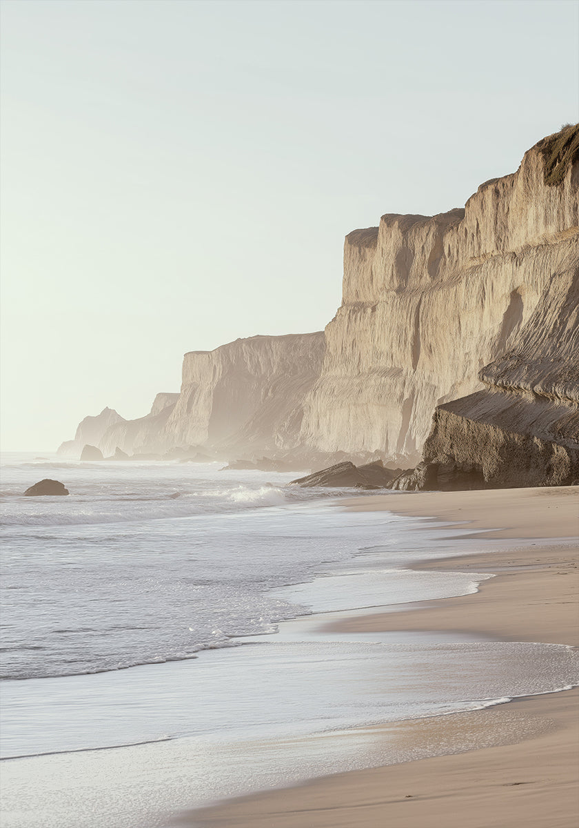 Pastel Coastline with Cliffs Beach Poster