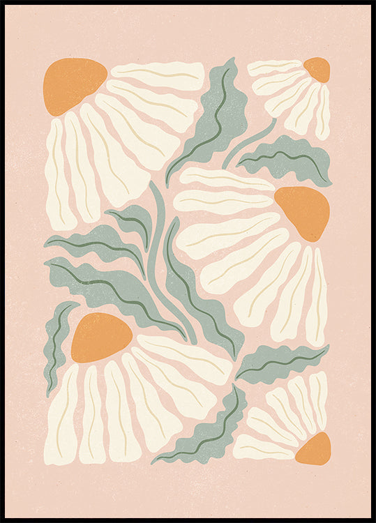 Retro Coneflowers Poster