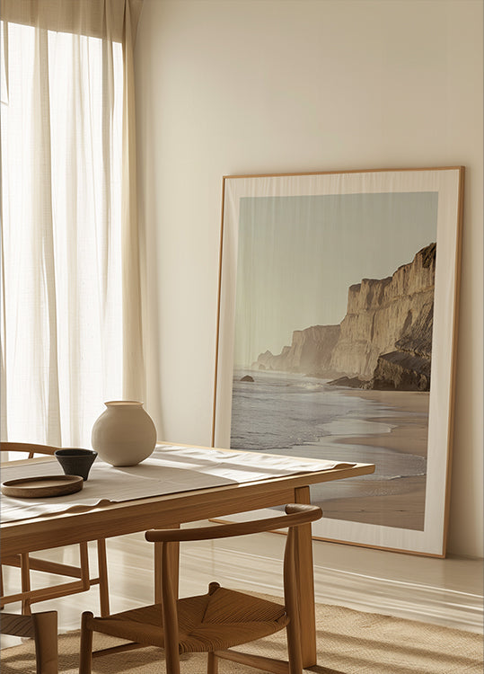 Pastel Coastline with Cliffs Beach Poster