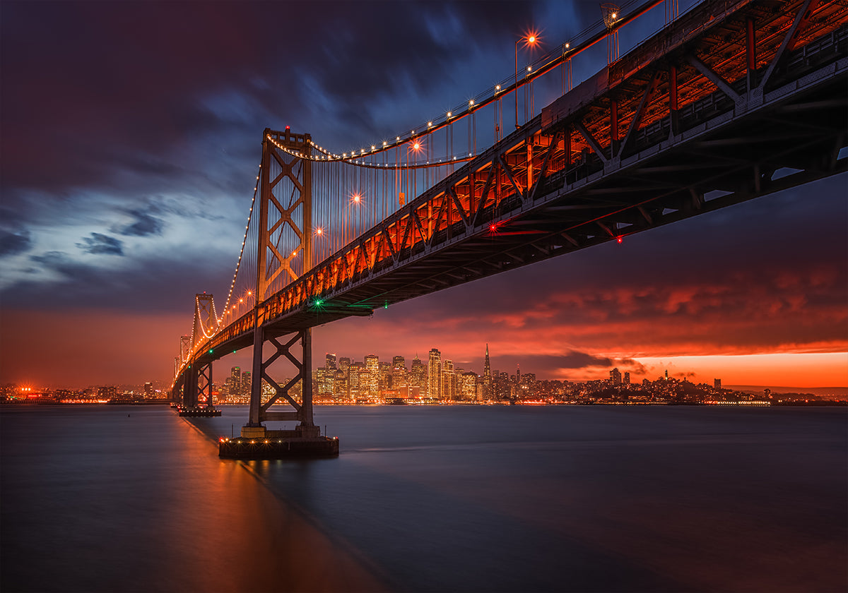 Bay Bridge at Night Poster