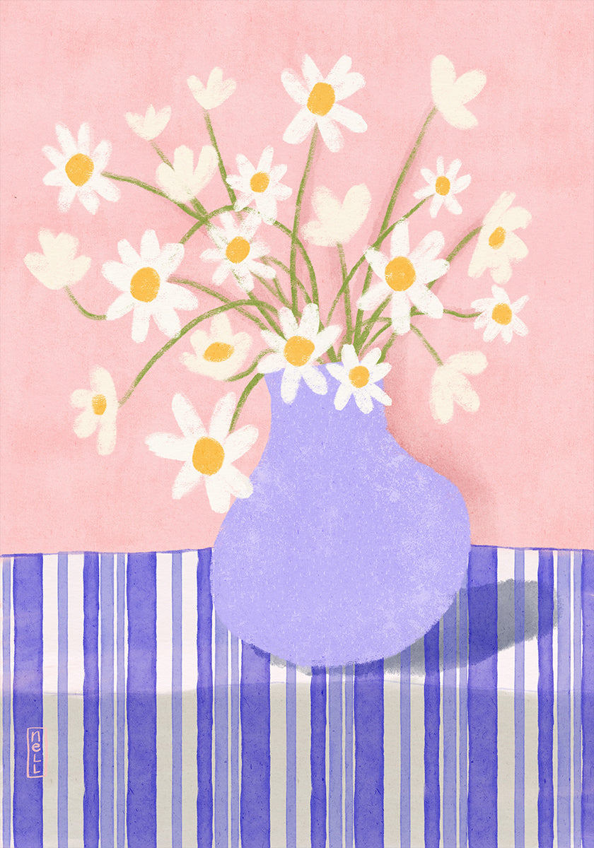 Quirky Daisies in a Vase Poster