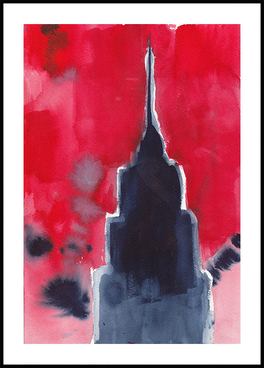 Empire State Building In Red Poster