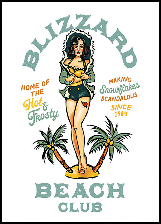 Blizzard Beach Club Bar Sexy Vintage Pinup Girl Art Poster