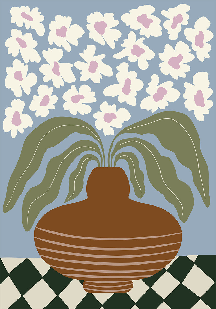 Retro Clay and Flower Poster