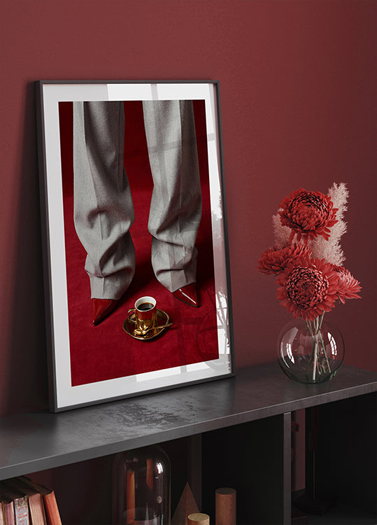 Red Shoes and Coffee Poster