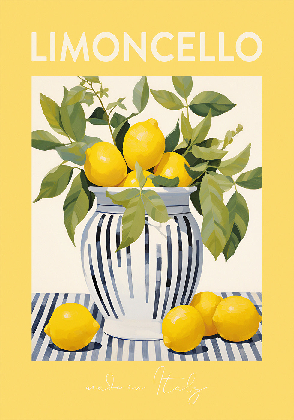 Limoncello Lemons Print, Italian Citrus Art, Yellow Gallery Wall Poster