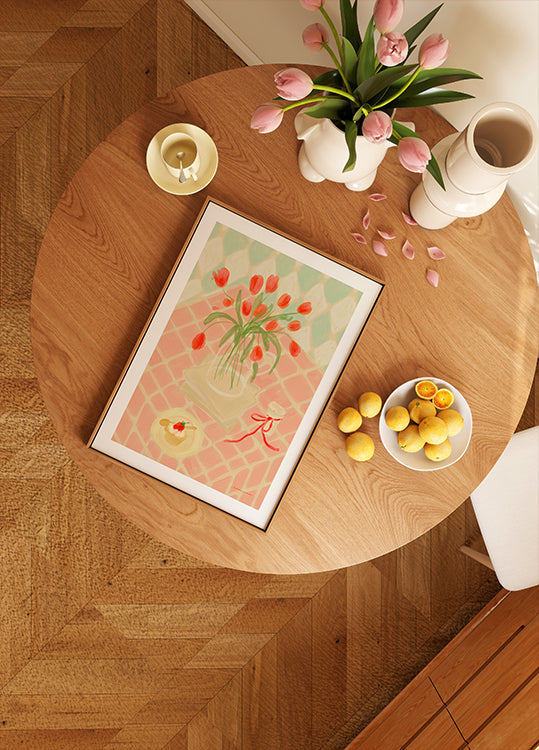 Red Tulips Summer Picnic Poster