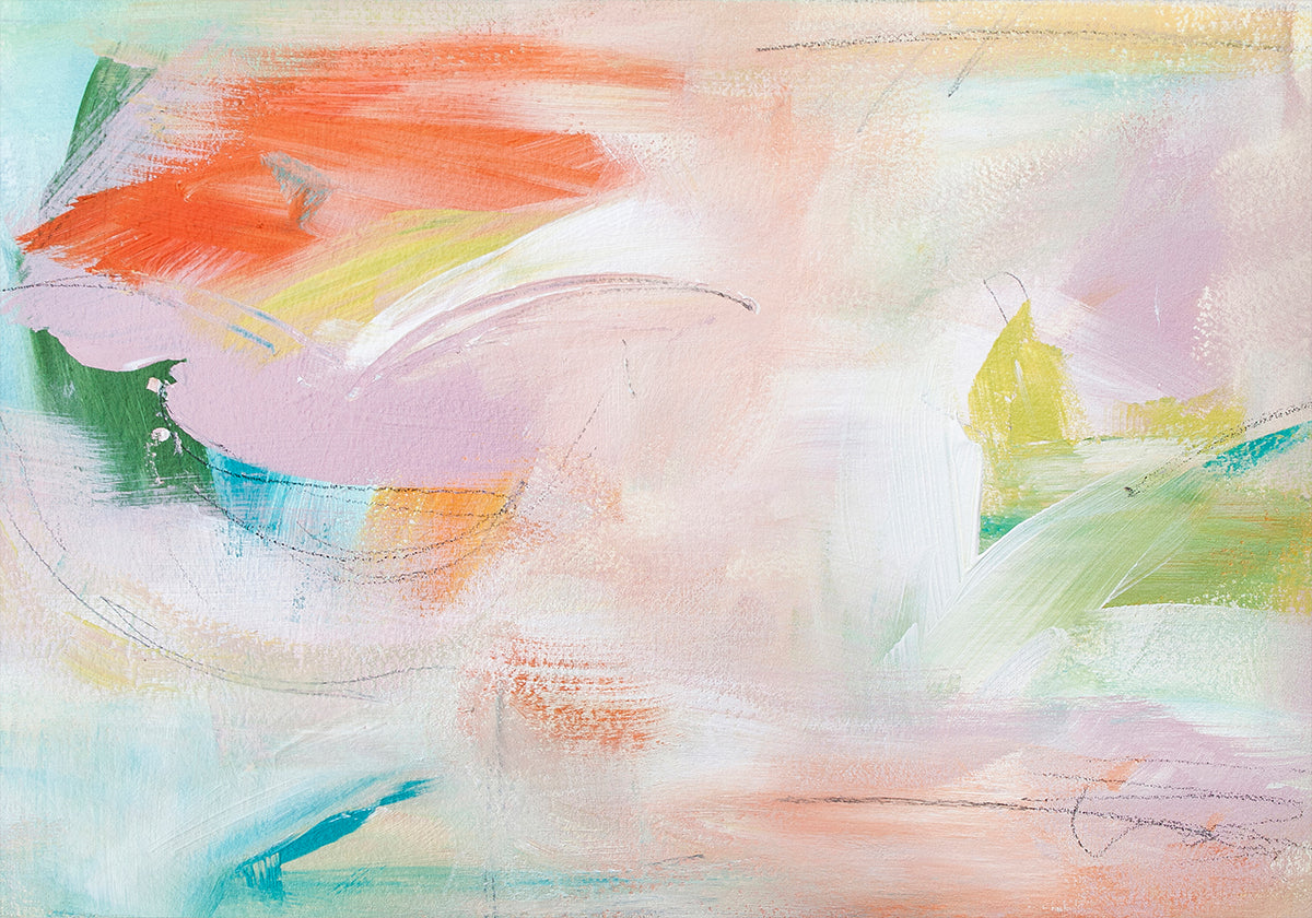Dynamic Brushstrokes of Orange Green and Purple Poster