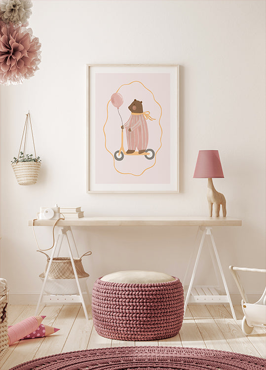 Bear On a Scooter Poster