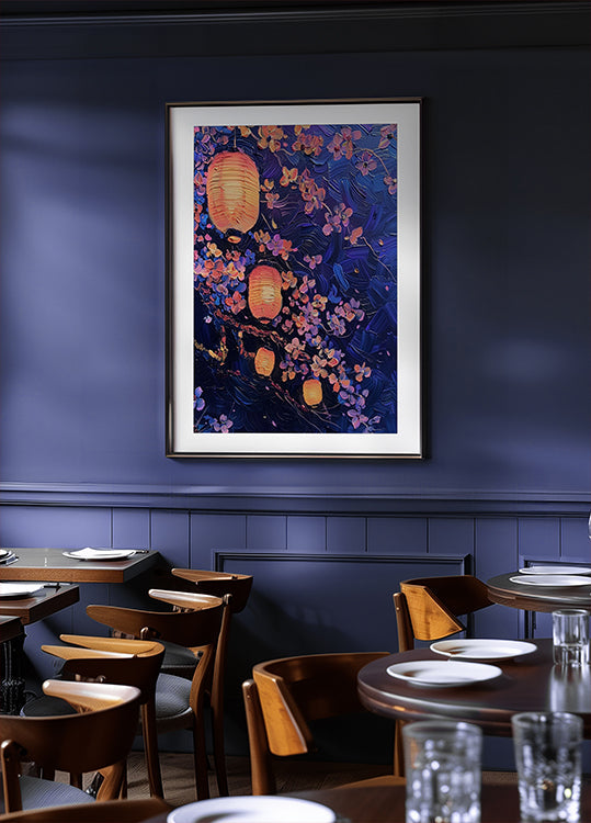 Lantern Blossom Night Poster