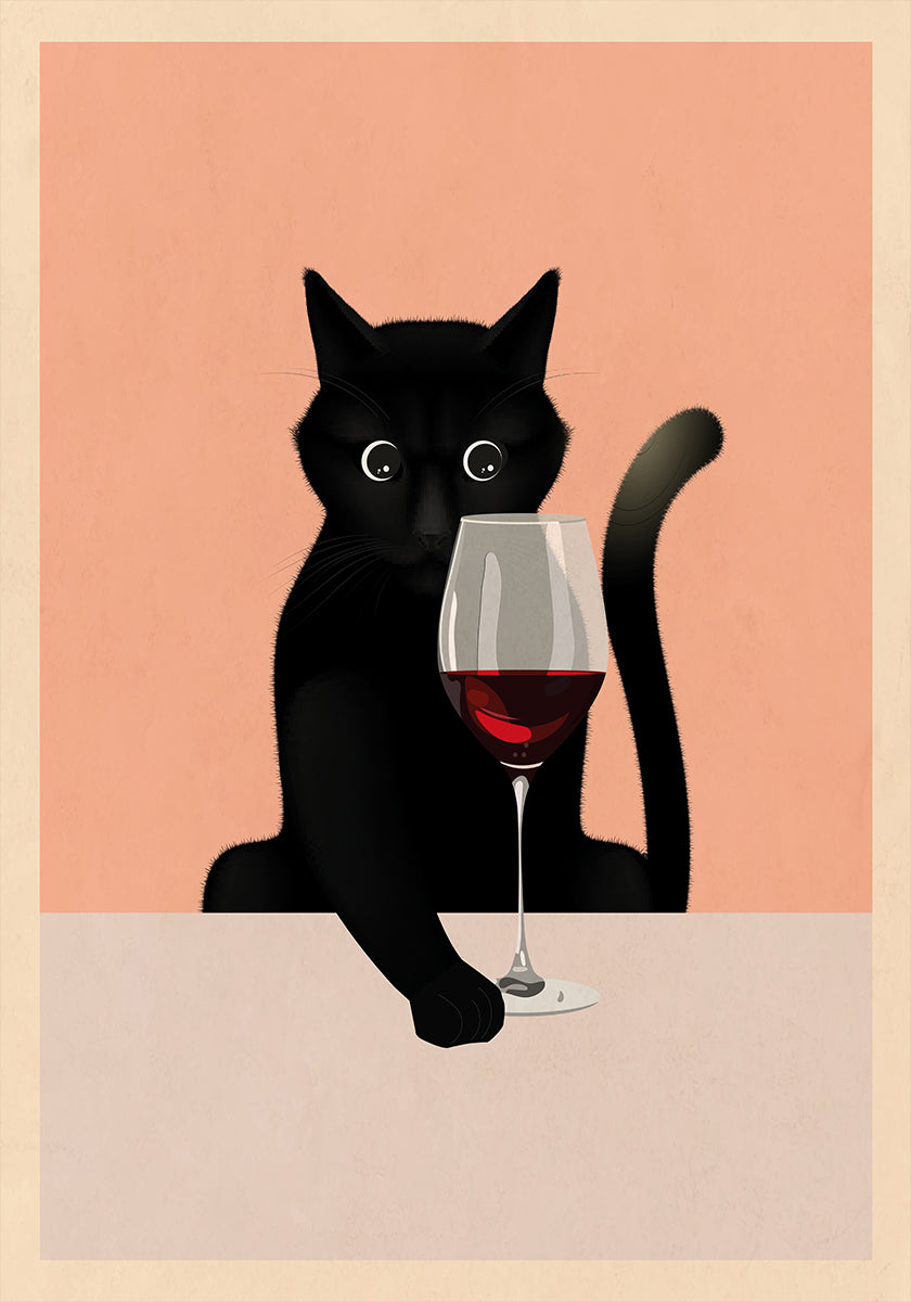 Cat ' Wine Poster