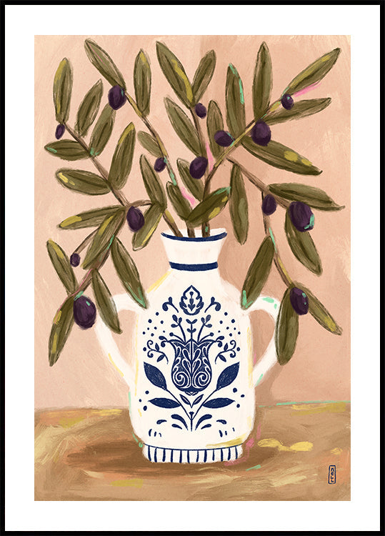 Olive Branches In a Pot Painting Poster
