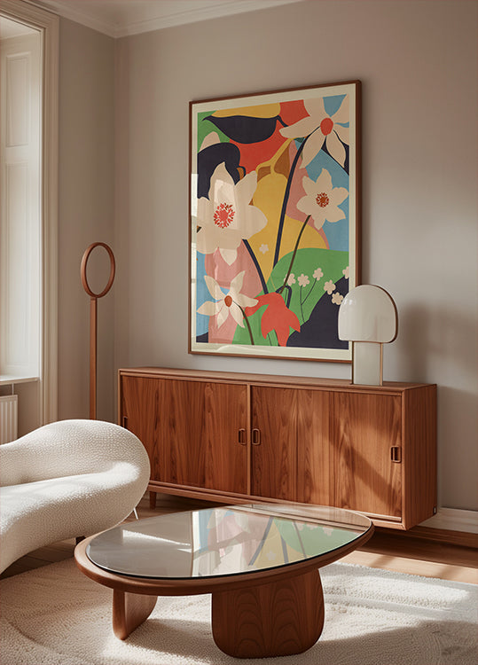Abstract Art Landscape Flowers Poster